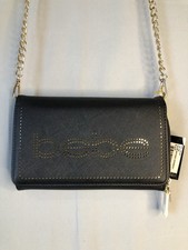 bebe Naomi Saffiano Crossbody Bag in Black with Gold Hardware NWT