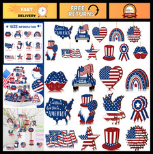 24 Pcs 4th of July Wooden Ornaments - Patriotic Tree Decorations, Red White Blue
