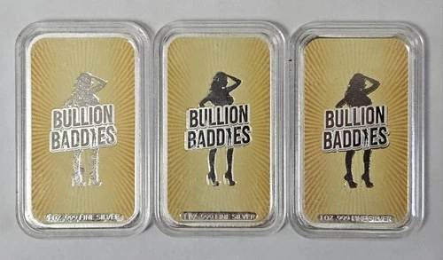 1oz 999 Bullion Baddies Silver Bar Lot of 3 In Capsule