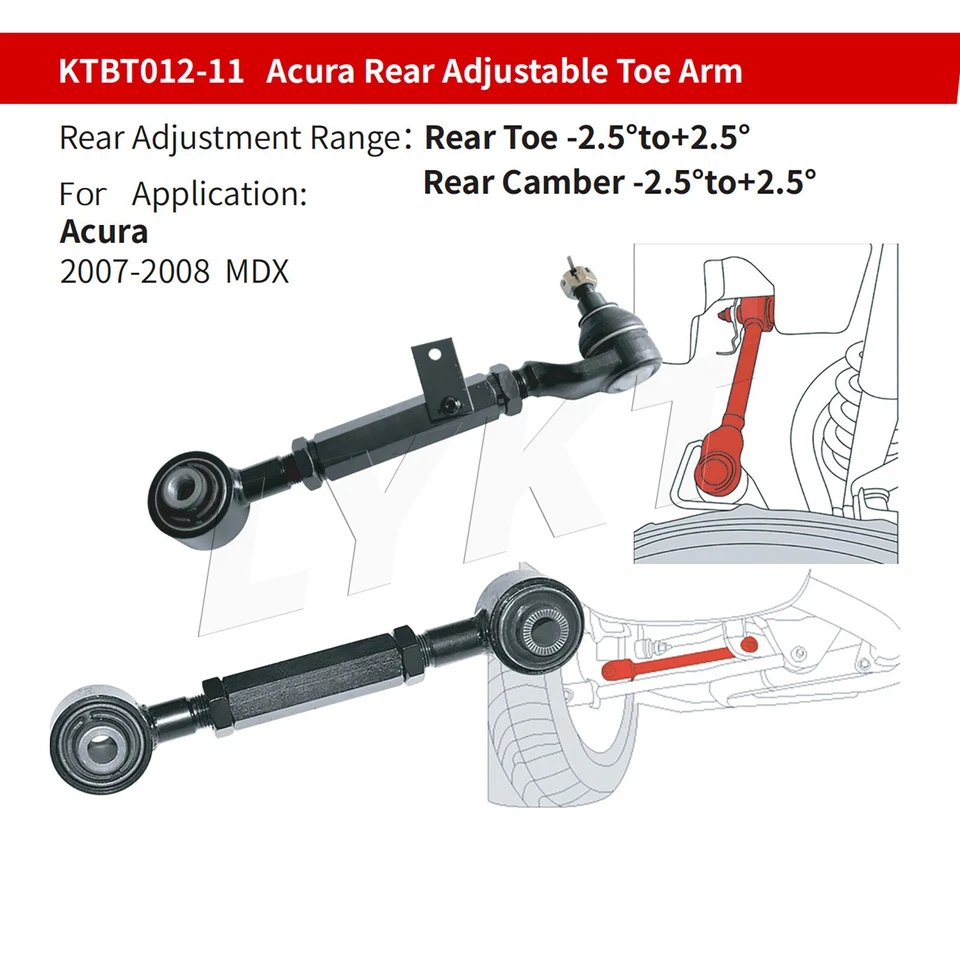 LYKT 4pcs Rear Adjustable Camber&Toe Control Arms Kit for Honda Pilot&Acura MDX Foto 2 de 4