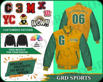 Create Your Own Logo Varsity Letterman Baseball Jacket Embroidery Patches 