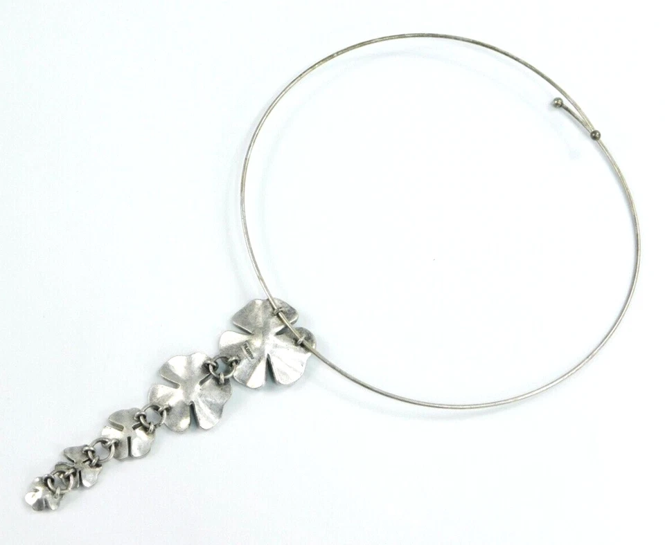 Collar Colgante Flor Esmalte Verde Colgante Tono Plata Peregrino Cristal Foto 3 de 4