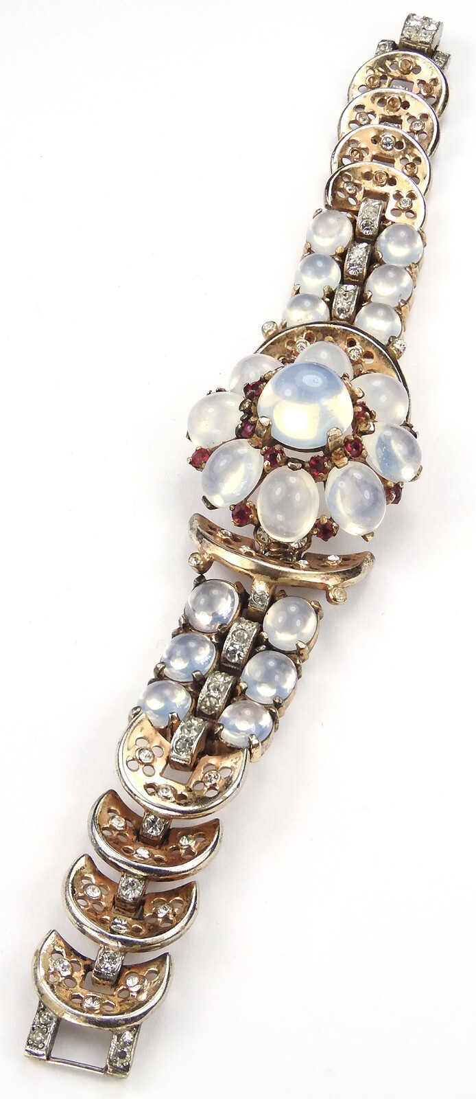 Trifari Sterling Philippe Moonstone Ruby Spangles… - image 7