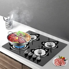 4-Burner NG Stove Built-in Countertop Gas Stove Electronic Ignition Stove