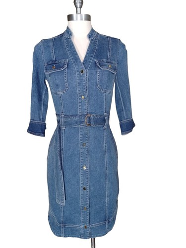 Beige By Eci Blue Denim Dress 14 Chambray Floral Embroidered V-neck Sleeveless | eBay Beige By Eci Blue Denim Dress 14 Chambray Floral Embroidered V-neck Sleeveless | eBay