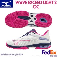 Mizuno Women's Tennis Shoes WAVE EXCEED LIGHT 2 OC White/Navy/Pink 61GB2317 13