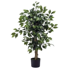 Nearly Natural 3' Ficus Silk Artificial Trees, 36in, Green 36 in