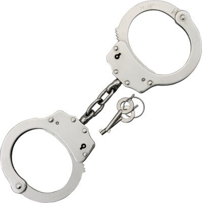 Kwik Force Scorpion Handcuffs Nickel Plated Steel Construction Double Lock/ Keys