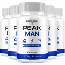 (5 Pack) Peak Man Advanced Performance, PeakMan Maximum Strength (300 Capsules)
