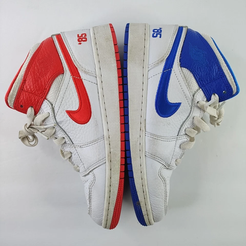 Nike Air Jordan 1 Mid '85 GS 4y Authentic Red Blue White Youth Shoes Kicks Kids - Image 3 of 4