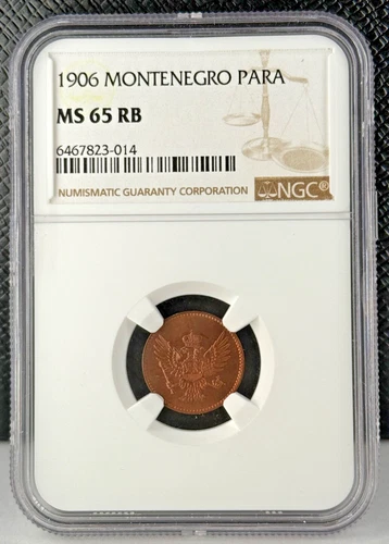 1906 Montenegro 1 Para NGC MS 65 RB