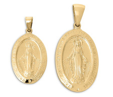 Colgante Virgen María medalla milagrosa de oro amarillo real de 18 quilates, católico de 0,9′′ o 1,1′′