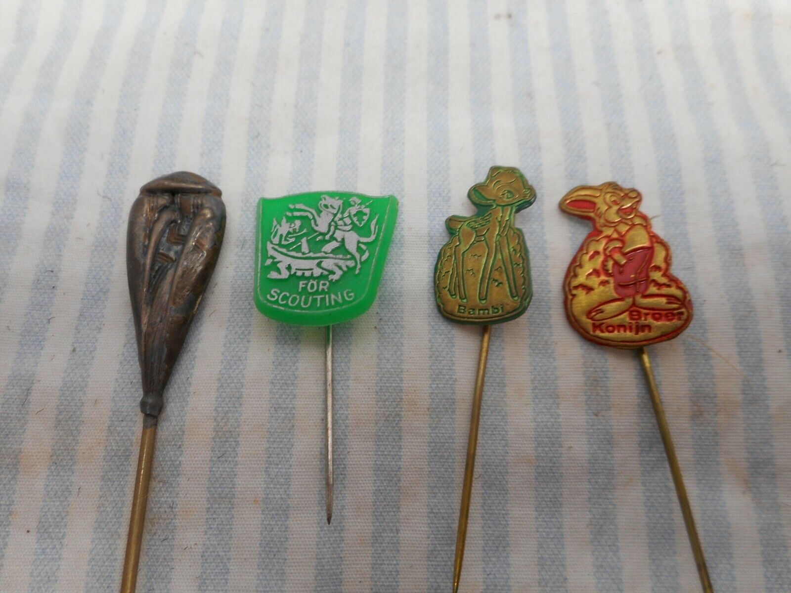 Vintage hat pins, Disney and silver plate