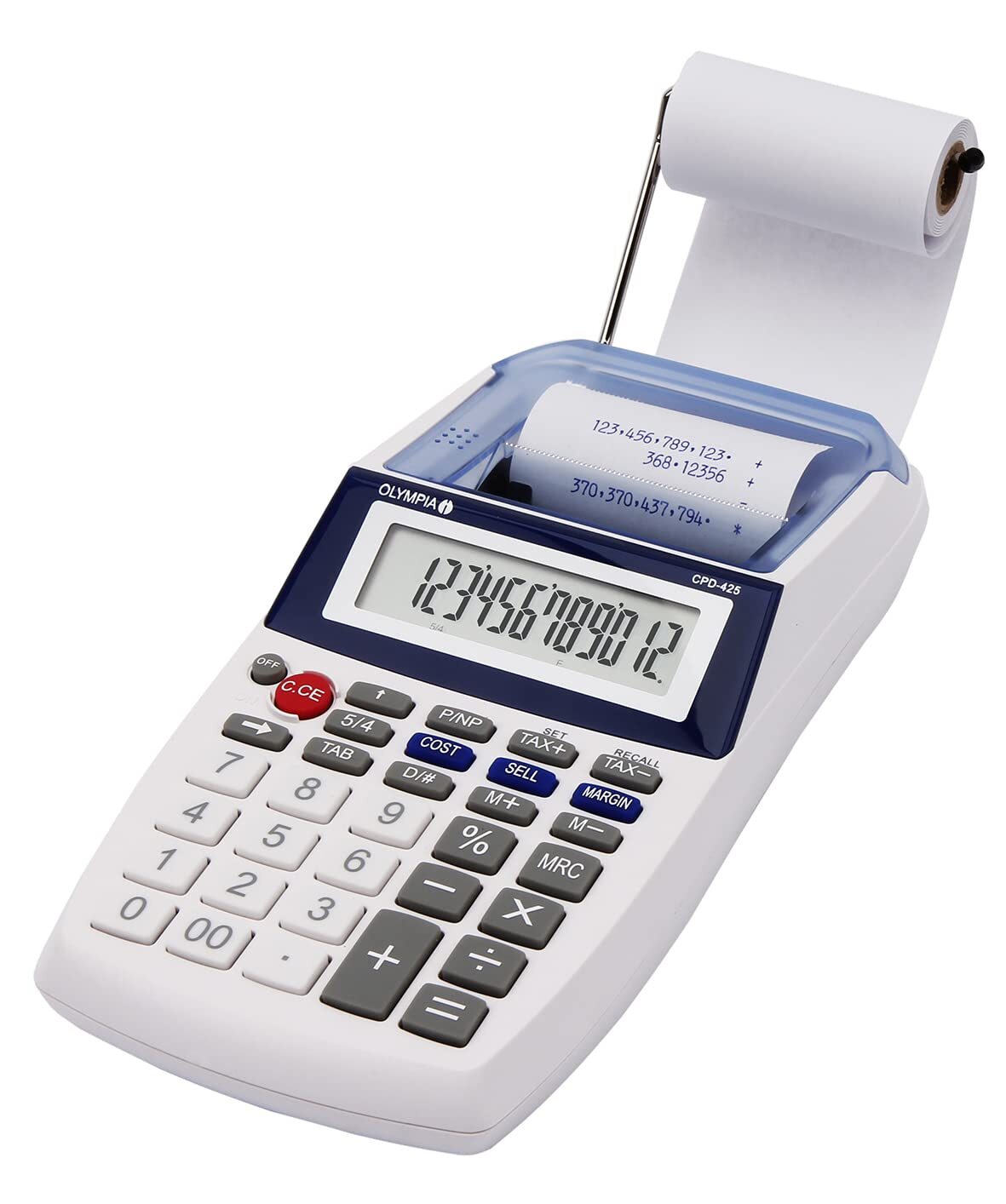Olympia Desktop calculator with paper roll with 12-digit LCD display I Handy cal