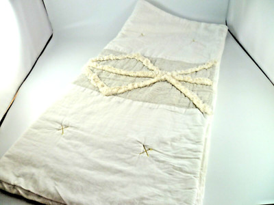 1 ANTHROPOLOGIE PILLOW SHAM QUILTED WHITE STRIPES FRINGE EURO COTTON 26X26
