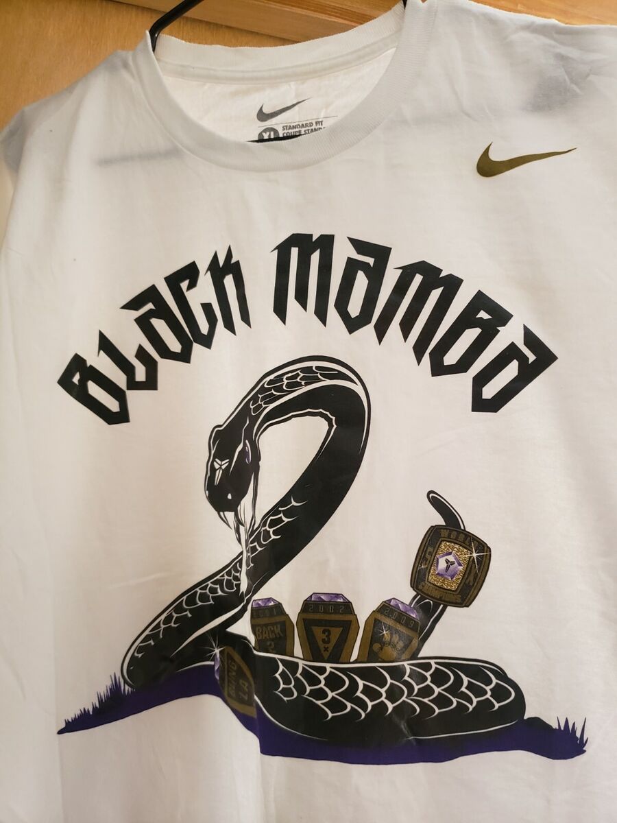 NIKE Kobe Bryant 5 Rings Black Mamba T-SHIRT Sz L 2010 Championship Parade