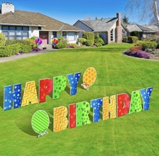 Krafty Box Happy Birthday Yard Signs with Stakes Colorful Letters 15inches