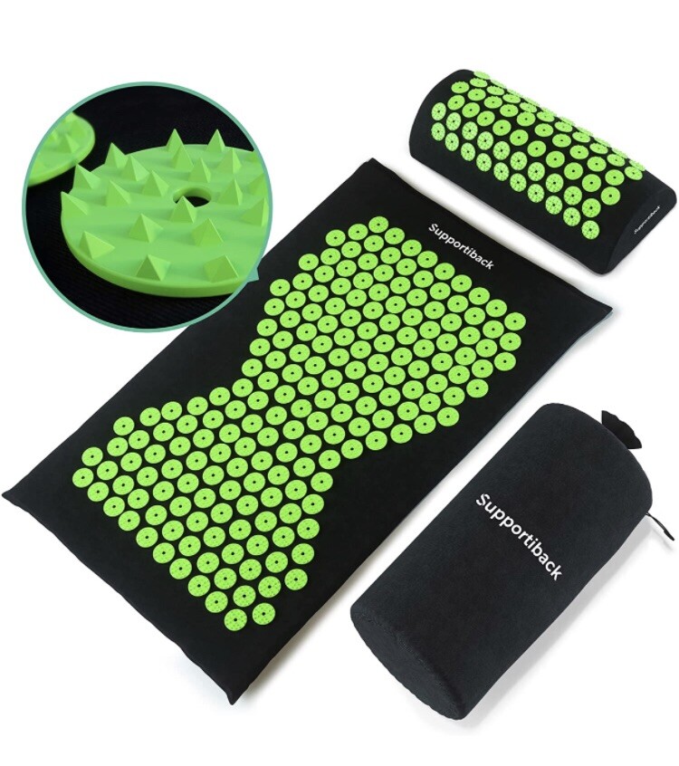 Tapis d'acupression et oreiller de massage en coton bio et mousse haute densité