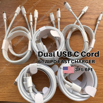 Bulk Lot 60W Type-C to USB-C Cable PD Fast Charger For iPhone 15 Pro Max/15 Plus