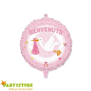 Mylar 18 Inch Benvenuta Rosa Cicogna Bambina Regalo Nascita Party Festa Ebay