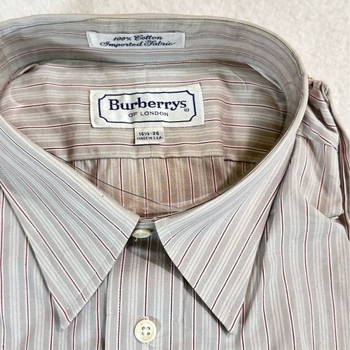 Vintage New Burberry Men’s Long Sleeve Button Down 100% Cotton Shirt Sz 16.5/36 - Picture 2 of 7