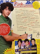 Nick Jonas, The Jonas Brothers, Full Page Vintage Pinup