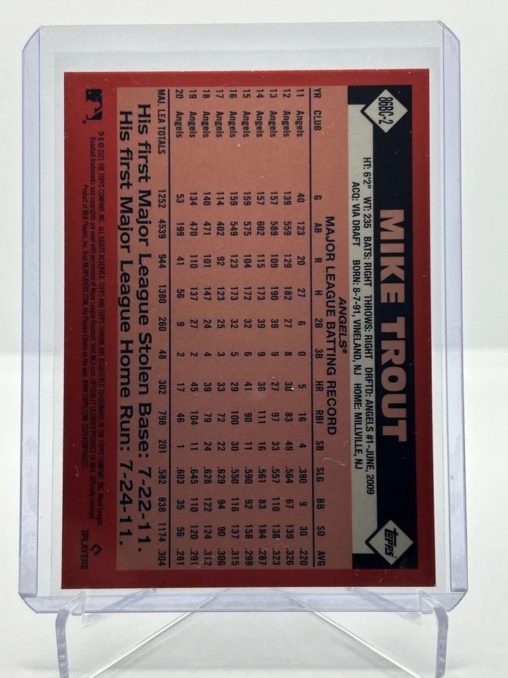 2021 Topps Chrome 1986 Topps Baseball Refractor #86BC-2 Mike Trout LA Angels - Image 2 of 2