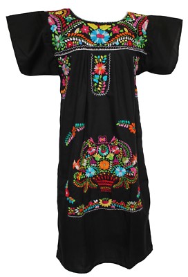 Mexican Dress AUTHENTIC HANDMADE IN MEXICO Embroidered All Sizes Plus Size  | eBay