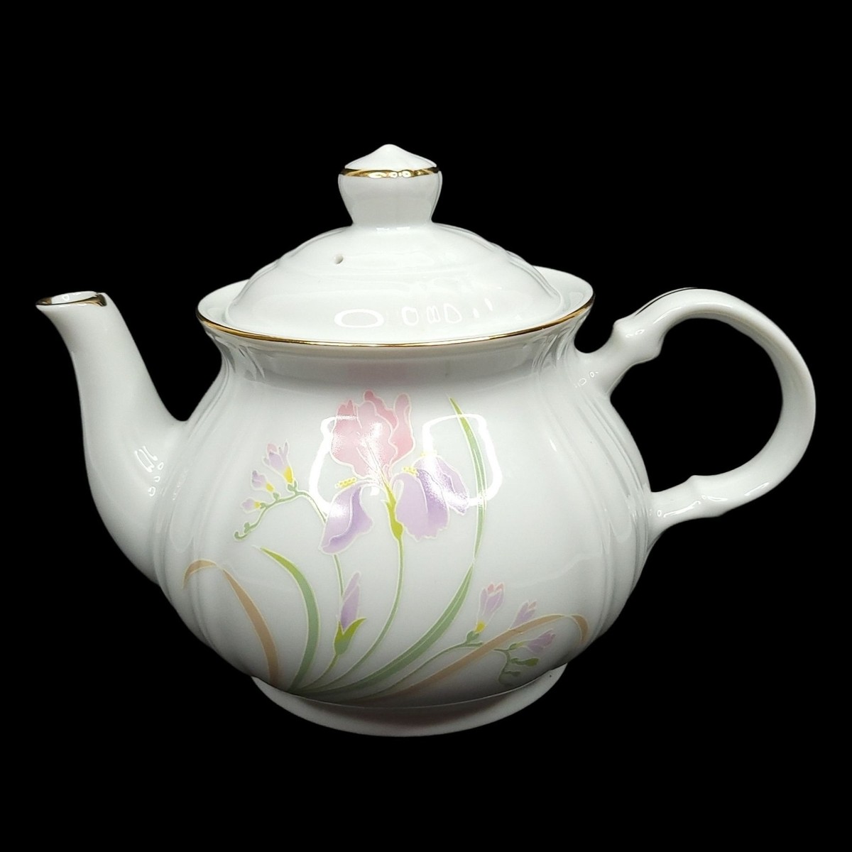 Vintage Kmart Tea For Friends Porcelain Teapot Floral Gilt Japan