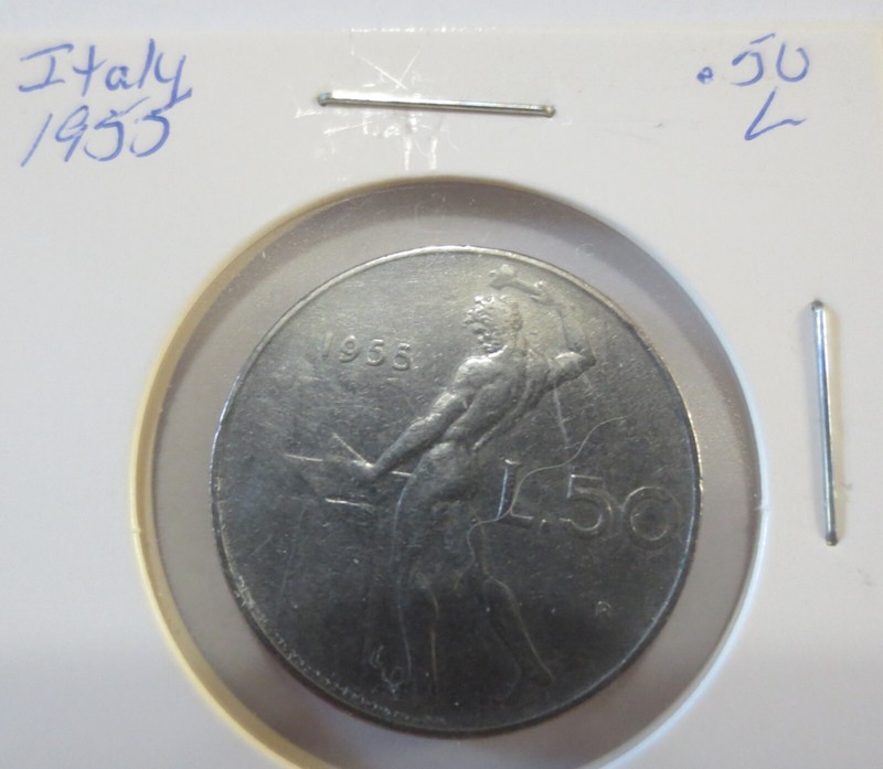 1955 Italy 50 Lire Coin