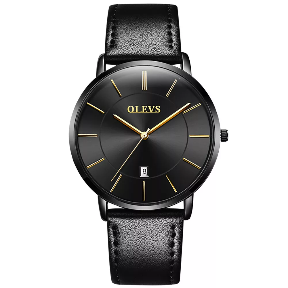 Simple black 2024 leather watch