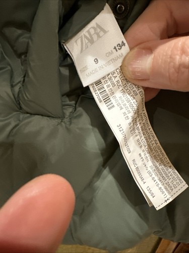ZARA Reversible Green Puffer Coat Windbreaker Jacket Kids Size 9 (134 cm) - Picture 3 of 16