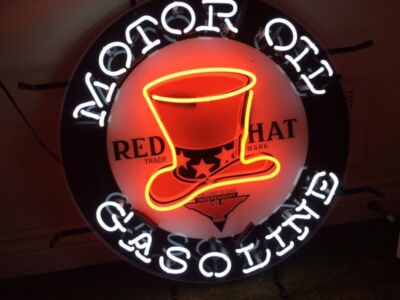 Red Hat Gasoline Motor Oil Gas 24''x24'' Neon Sign Light With HD Vivid Printing