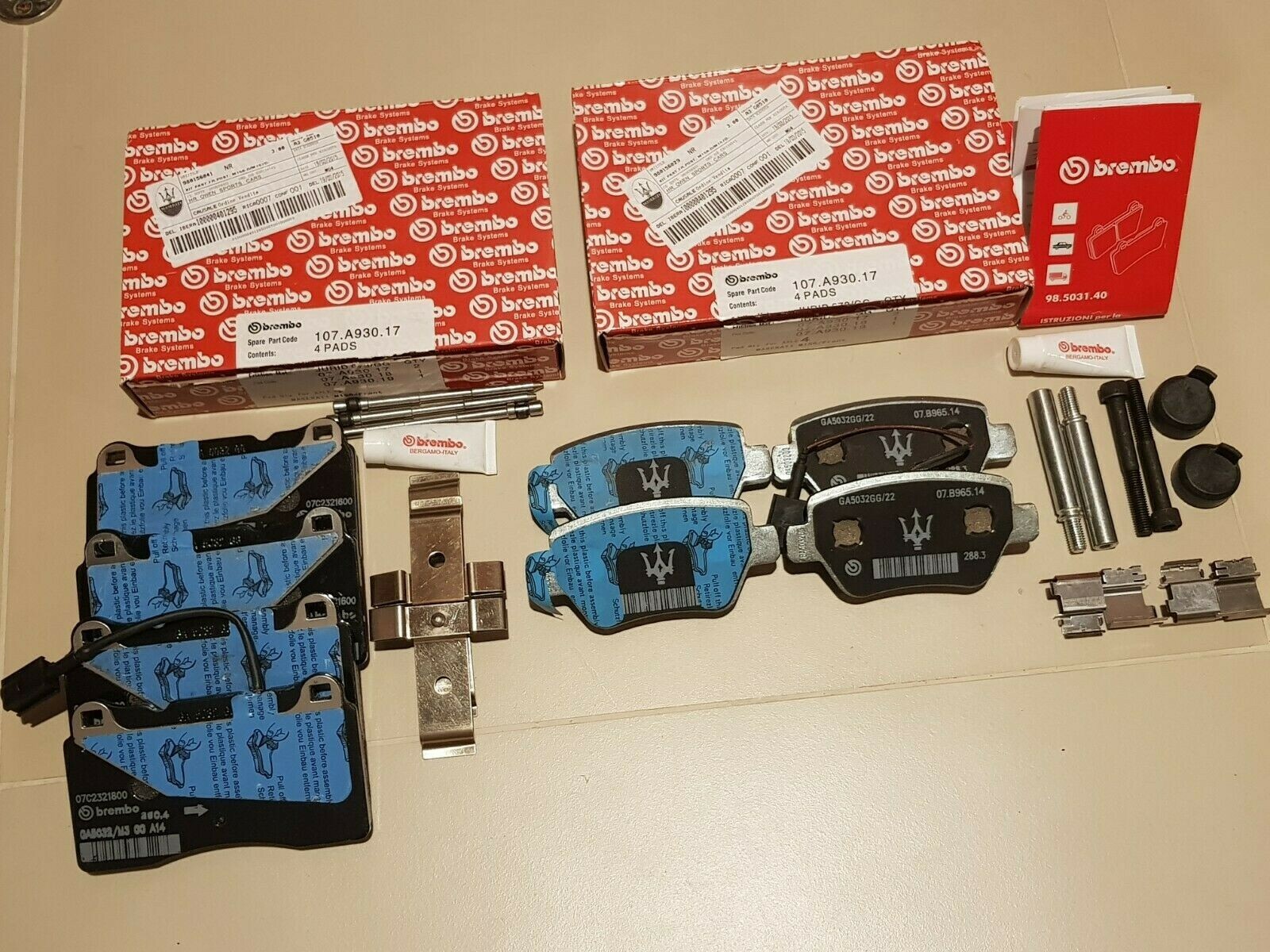 🚚Maserati Ghibli & Quattroporte Base Model Front & Rear Brake Pads  - Genuine