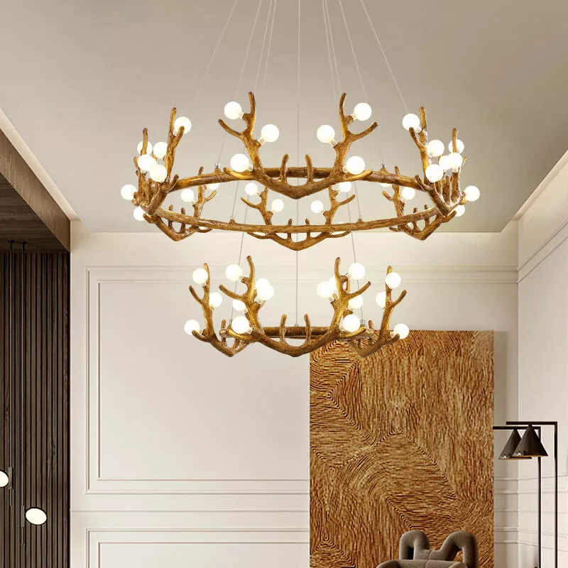 Antler and 2024 crystal chandelier