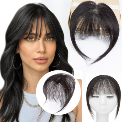 Natural Clip In Bangs 100% Remy 3D Thick Fringe Bang Human Hair Hairpiece  Topper