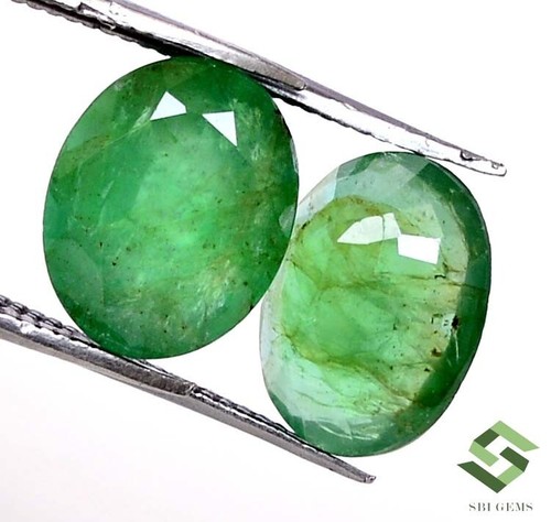 10x8 mm Certified Natural Emerald Oval Cut Pair 4.77 CTS Untreated Loose Gems - Picture 5 of 6
