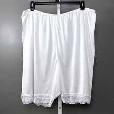 White Nylon Pettipants 4X Plus Size Lace Trim Bloomers Tap Pants Slip Shorts