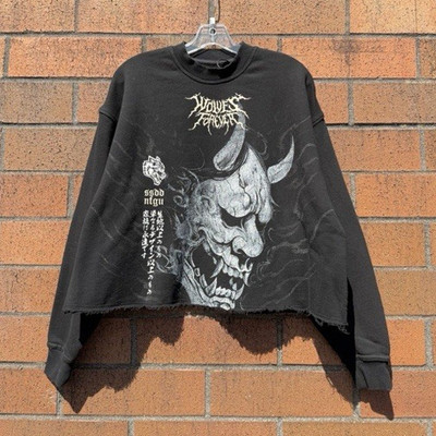 Darc Sport Hannya Inferno Raw Hem Box Cut Crewneck Black size Small