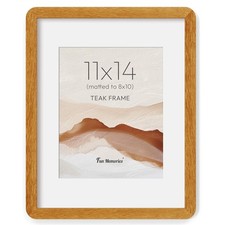 11x14 Picture Frame - Solid Teak Wood 11x14 Frame with Mat for 8x10 Photos, 1...