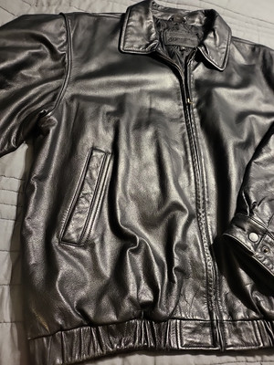 St Johns Bay Leather Jacket Mens XL Brown Quilted Lined Insulated