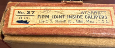 Starrett No. 27 Inside Caliper Firm Joint 8 in Leg Size Max Measurement 8 in