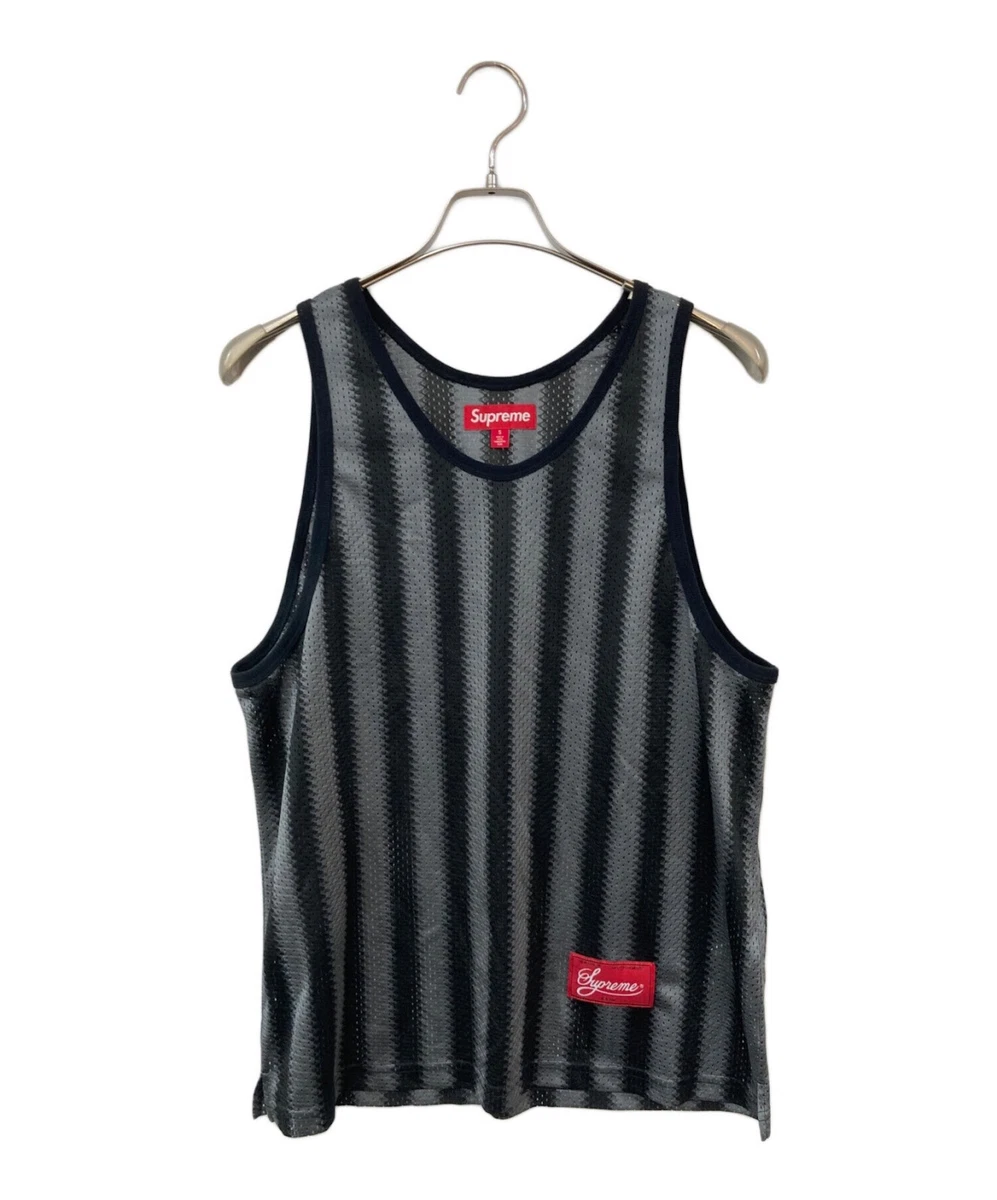 Supreme タンクトップ M ブラック/レッド 16 Mesh Tank Supreme Top Stripe - 0 Week SS18 RED SUPREME spring