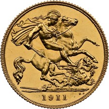 1911 Royal Mint UK Gold Proof Half 1/2 Sovereign NGC PF62