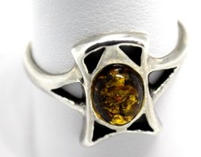 Vintage Baltic Green Amber Ring, 925 Sterling Silver, Handmade in Poland 63