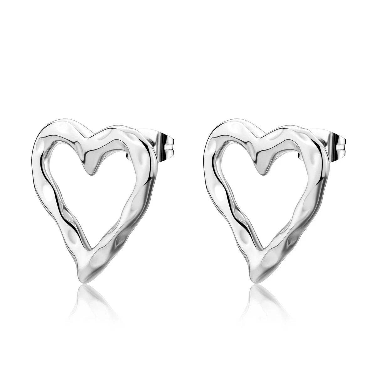Orecchini A Cuore Rossi Per Donna – Gioielli A Bottone Eleganti E Delicati – Accessorio Moda Per Matrimoni, Feste E Appuntamenti – Dimensioni 5,8x3,8 Cm