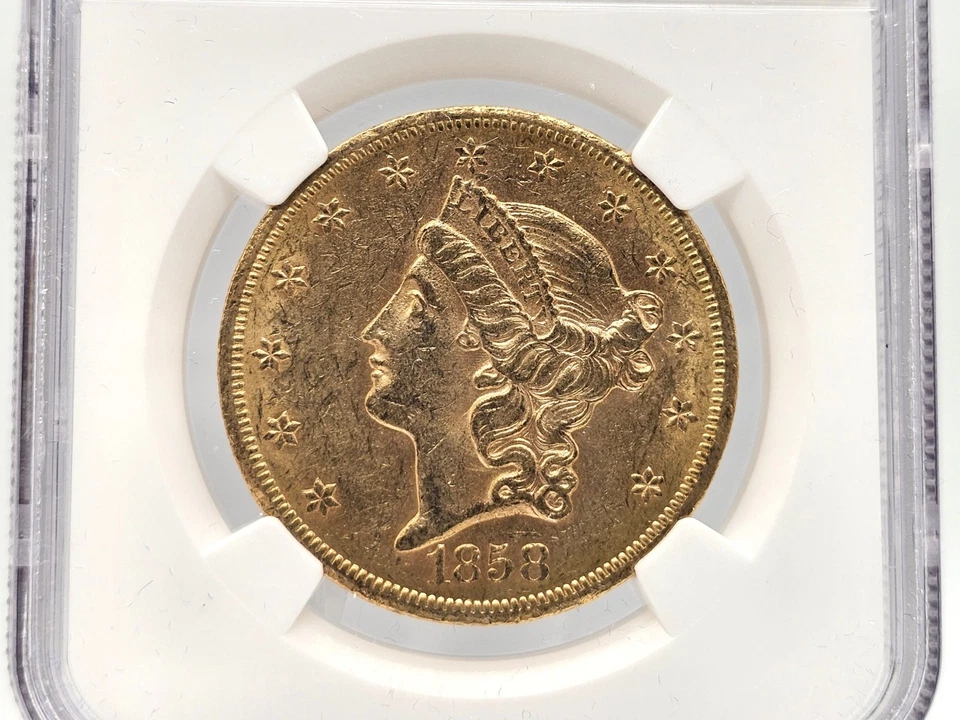 1858 NGC AU58 $20 Gold Liberty **Oro Pre-Guerra Civil** 41-001 Foto 2 de 4