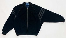 Vintage Adidas Trefoil Track Jacket Black Spellout Womens L Zip Bomber