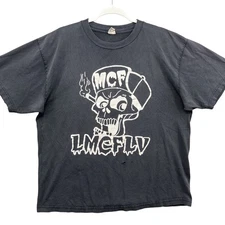 MCF LMCFLV Vintage Shirt Mens Large Black Pro Club Skull Graphic Distressed 90s