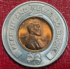 AU/UNC 1946 LINCOLN CENT ENCASED GOODWILL USED CARS BEAVER COUNTY P.A.-NOV181